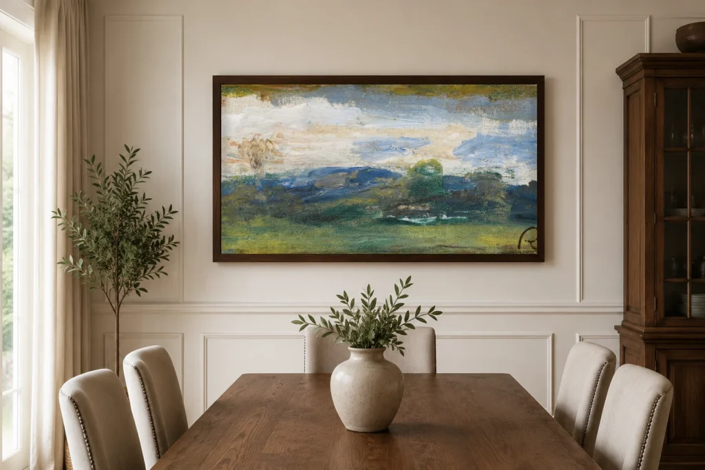 Framed print of Landscape at Cagnes, Sketch hanging on a wall in a furnished room
