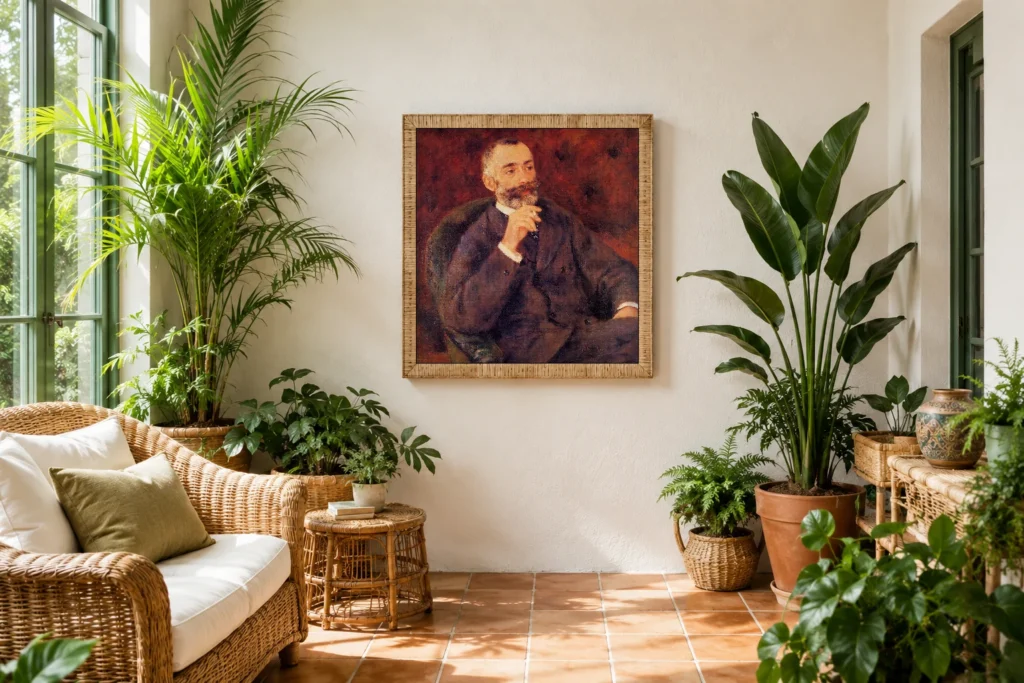 Framed print of Paul Berard hanging on a wall in a furnished room
