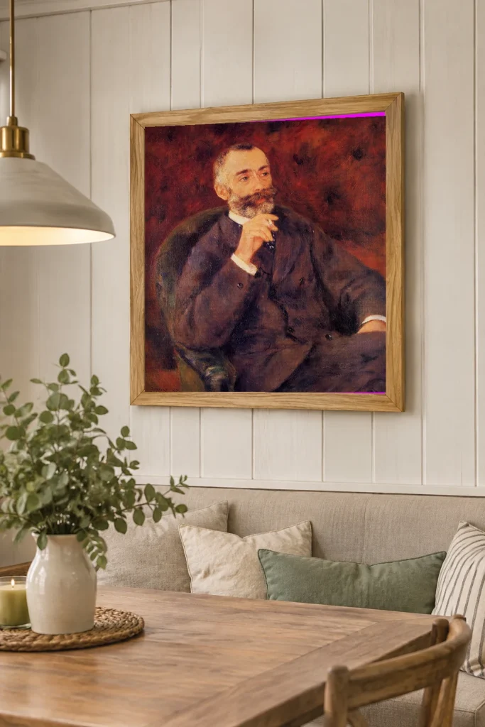 Framed print of Paul Berard hanging on a wall in a furnished room