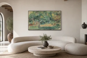 Framed print of Paysage hanging on a wall in a furnished room