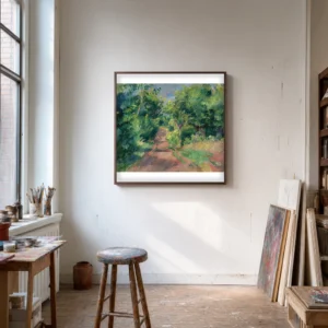 Framed print of Landscape near Varengeville hanging on a wall in a furnished room