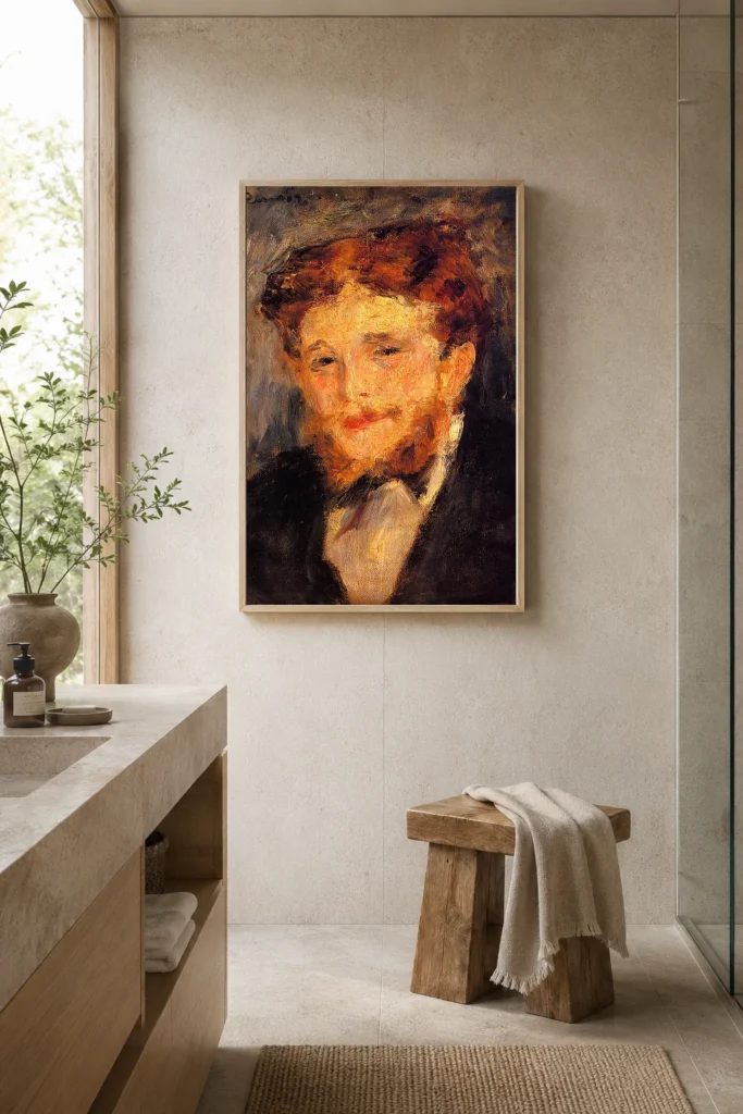 Framed print of Portrait d’Eugène Pierre Lestringuez hanging on a wall in a furnished room