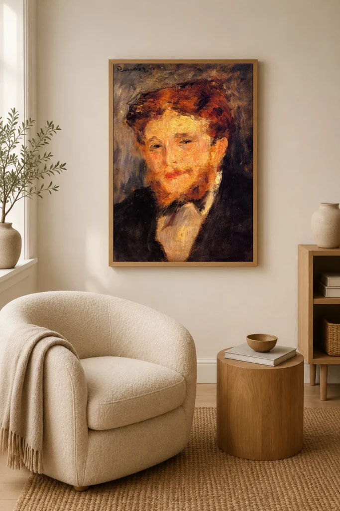 Framed print of Portrait d’Eugène Pierre Lestringuez hanging on a wall in a furnished room