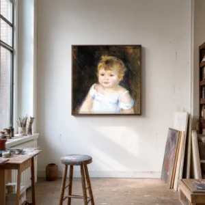 Framed print of Portrait of an Infant hanging on a wall in a furnished room