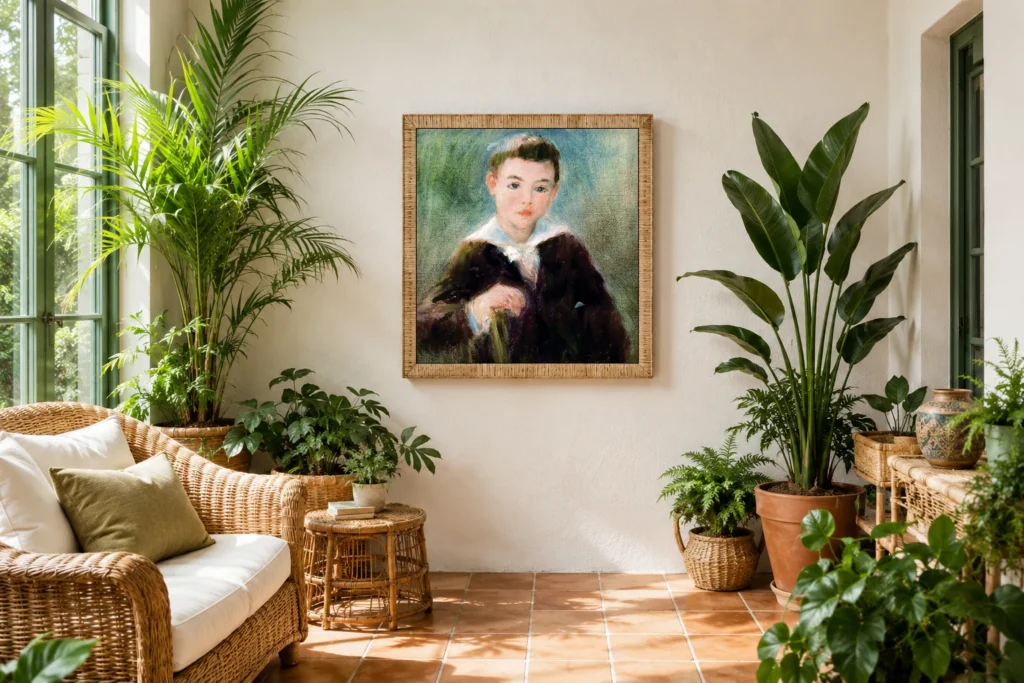 Framed print of Portrait of Douglas Fitch II hanging on a wall in a furnished room