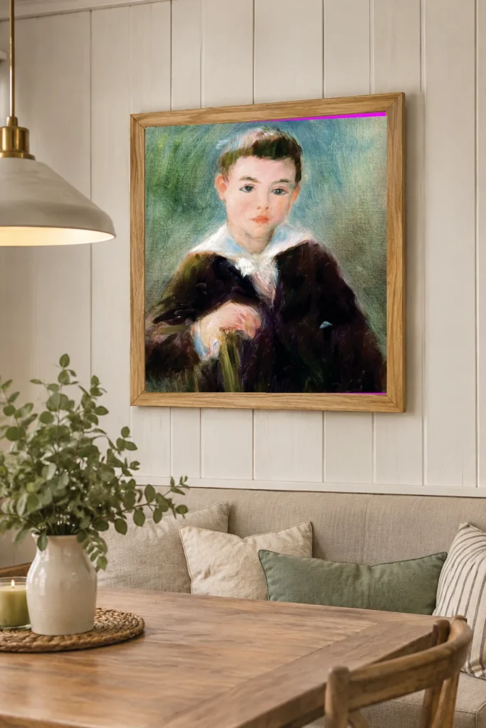 Framed print of Portrait of Douglas Fitch II hanging on a wall in a furnished room