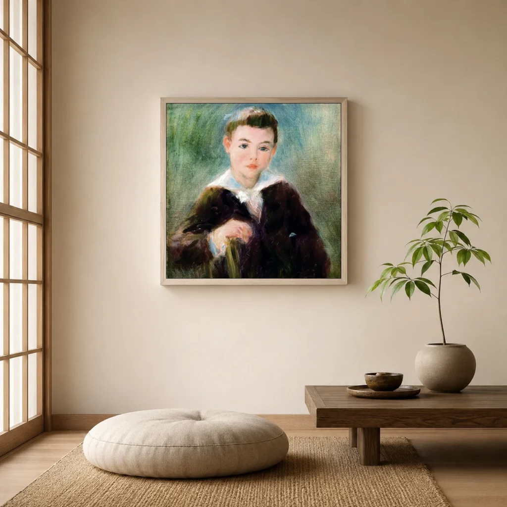 Framed print of Portrait of Douglas Fitch II hanging on a wall in a furnished room