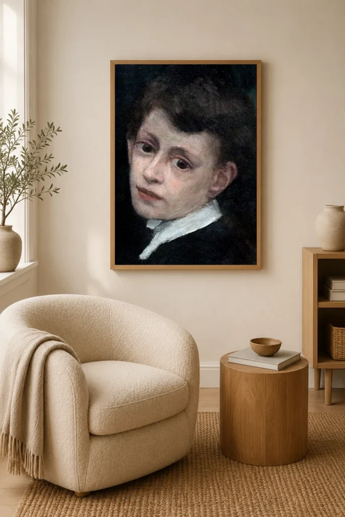 Framed print of Portrait de Joseph Le Cœur hanging on a wall in a furnished room