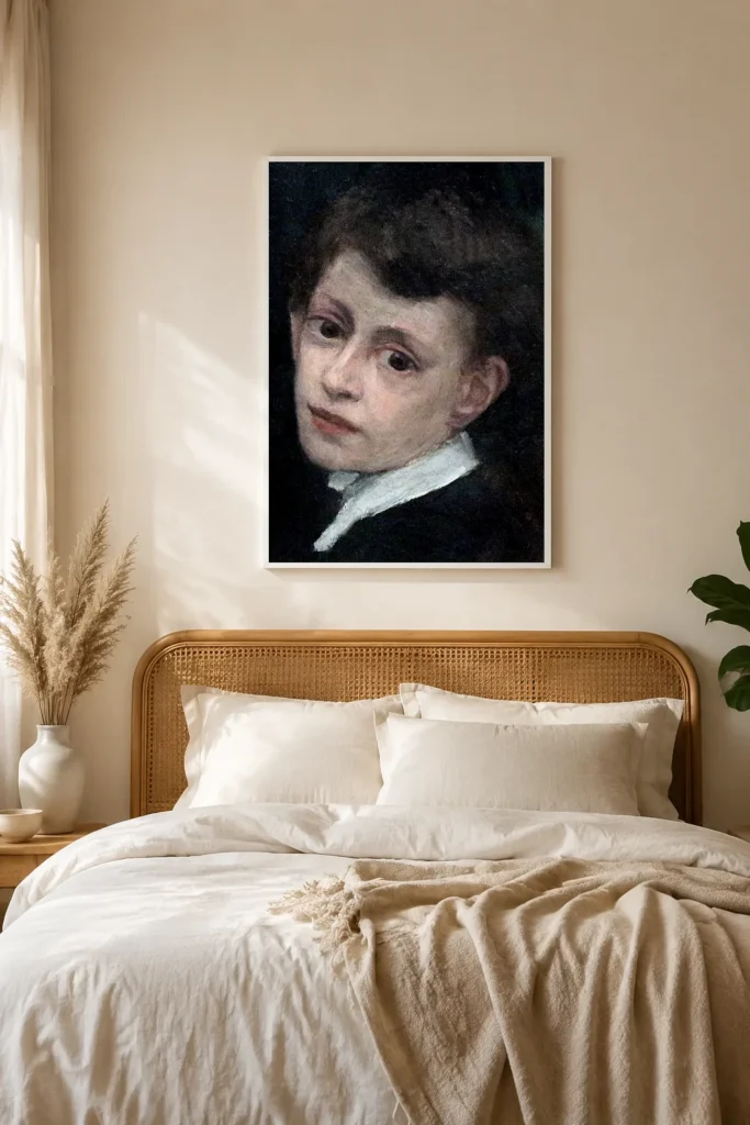 Framed print of Portrait de Joseph Le Cœur hanging on a wall in a furnished room