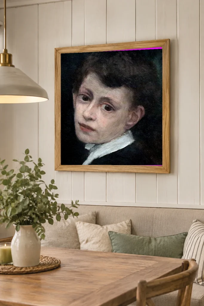 Framed print of Portrait de Joseph Le Cœur hanging on a wall in a furnished room