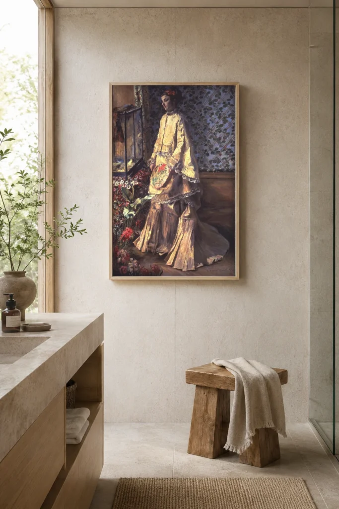 Framed print of Portrait de Rapha Maître hanging on a wall in a furnished room