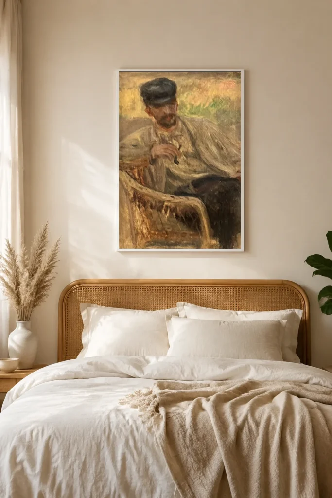 Framed print of Portrait of Victor-Henri Friedel hanging on a wall in a furnished room