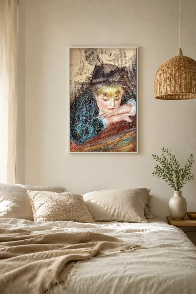 Framed print of Portrait of a Young Girl hanging on a wall in a furnished room