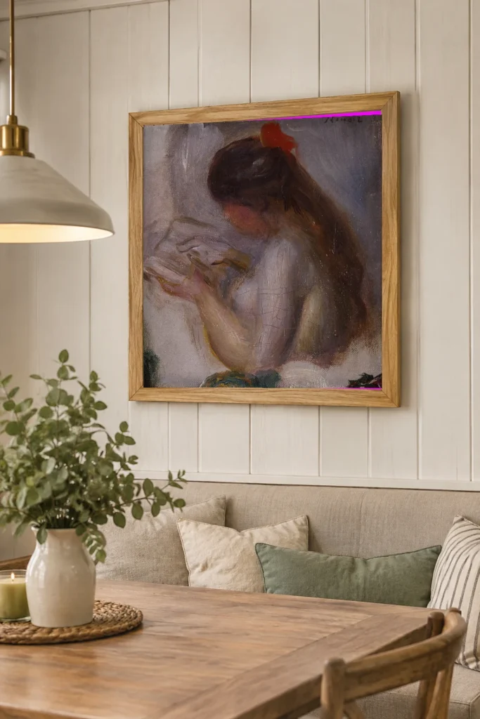 Framed print of Portrait of a Young Girl Reading hanging on a wall in a furnished room