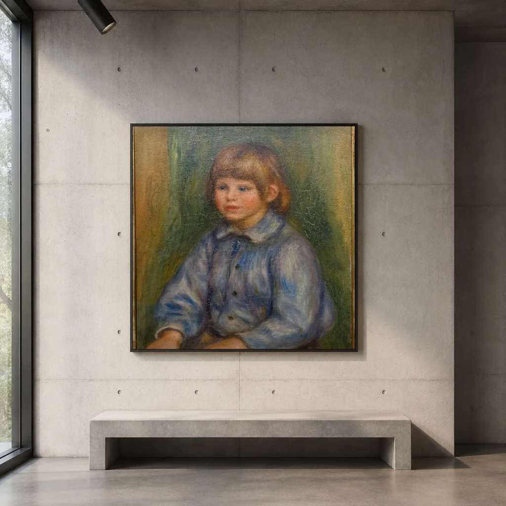 Framed print of Portrait of Claude Renoir (1901–69) hanging on a wall in a furnished room