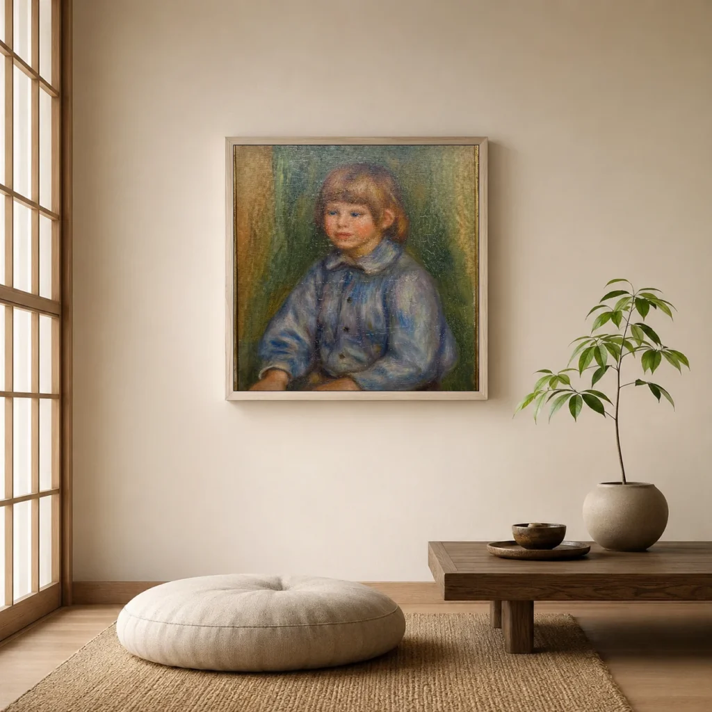 Framed print of Portrait of Claude Renoir (1901–69) hanging on a wall in a furnished room