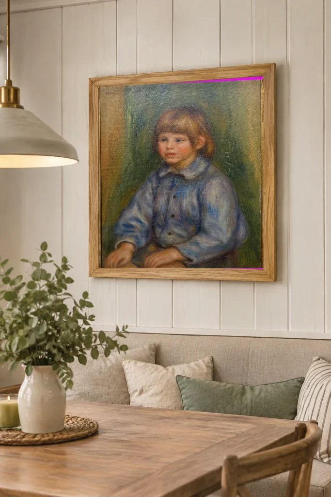 Framed print of Portrait of Claude Renoir (1901–69) hanging on a wall in a furnished room