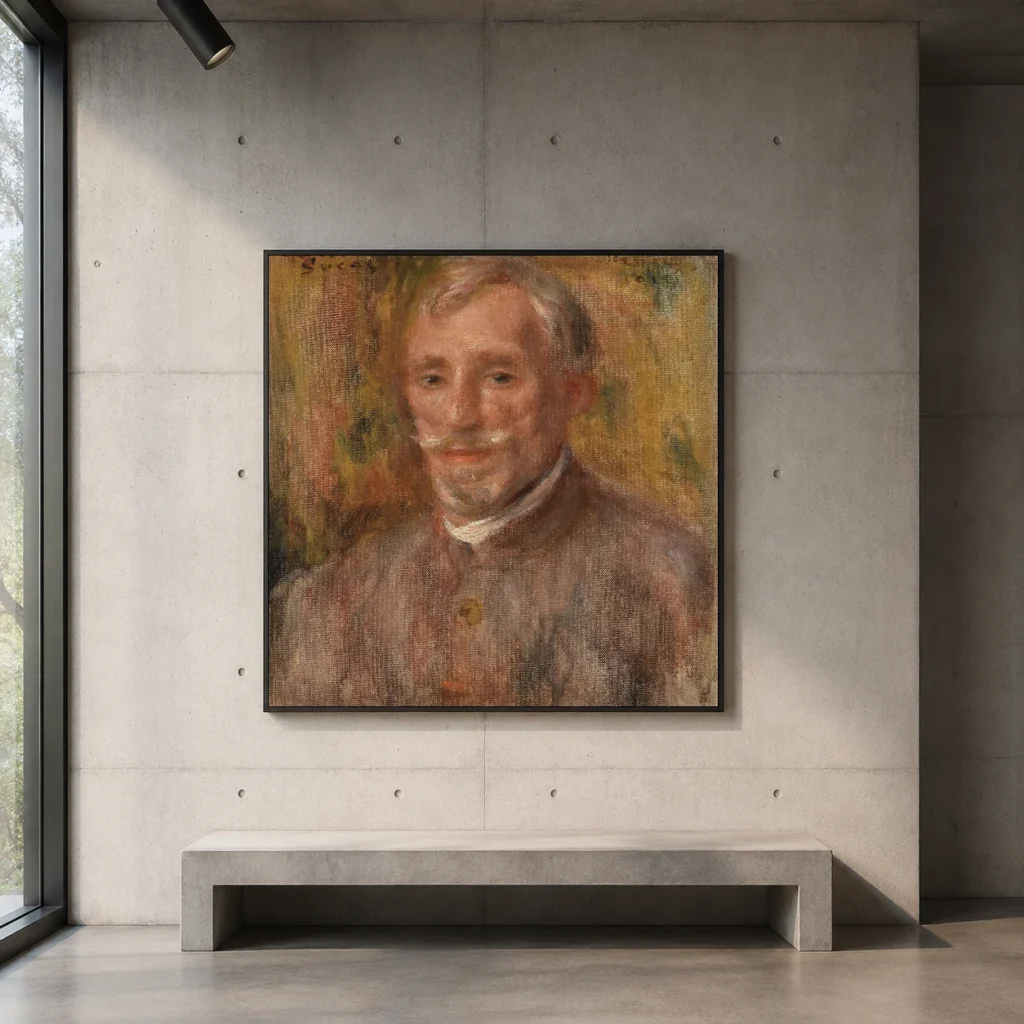 Framed print of Portrait of Félix Hippolyte-Lucas hanging on a wall in a furnished room