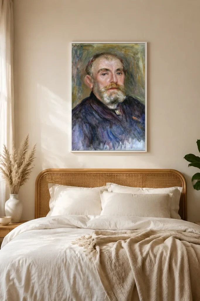 Framed print of Portrait of Henri Lerolle hanging on a wall in a furnished room