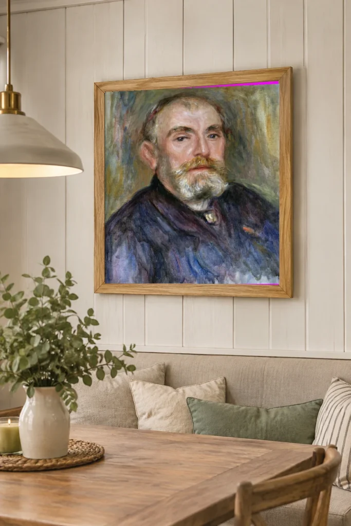 Framed print of Portrait of Henri Lerolle hanging on a wall in a furnished room