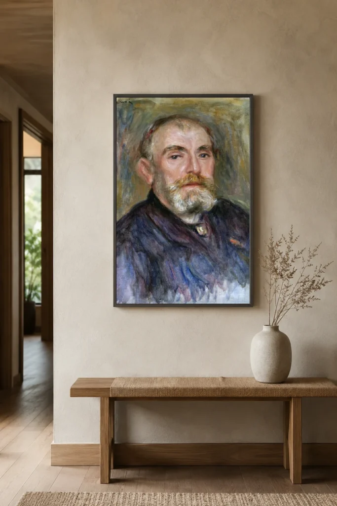 Framed print of Portrait of Henri Lerolle hanging on a wall in a furnished room