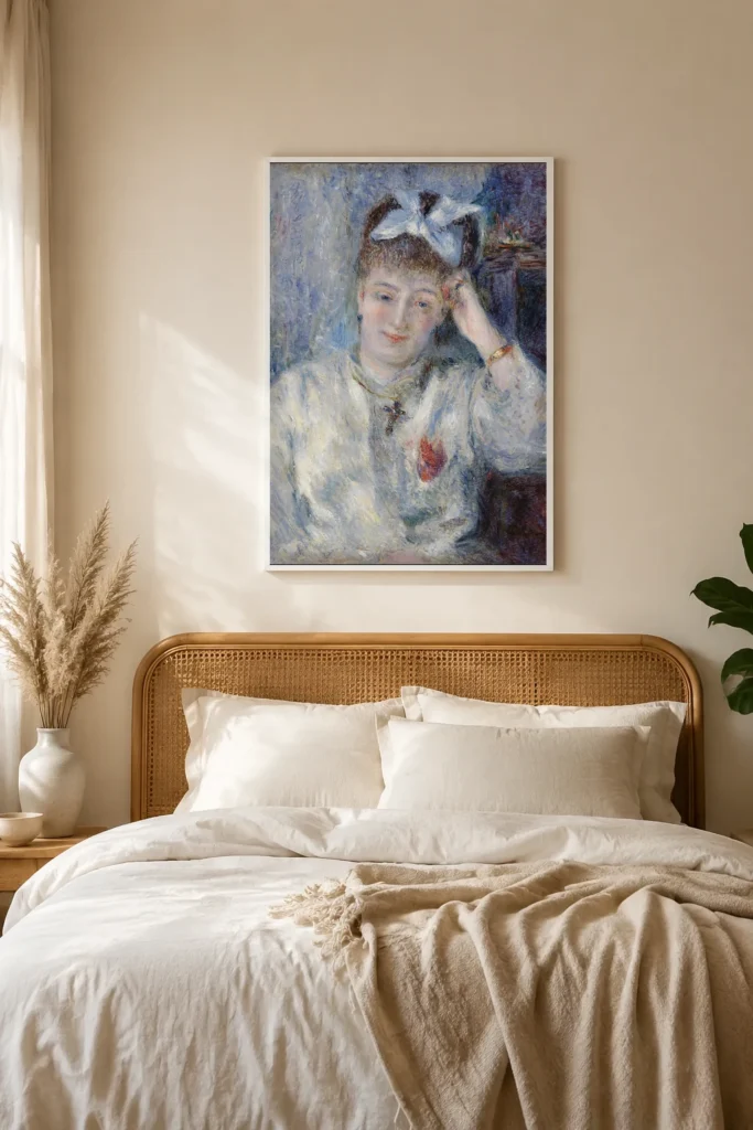 Framed print of Portrait of Mademoiselle Marie Murer (Portrait de Mademoiselle Marie Murer) hanging on a wall in a furnished room