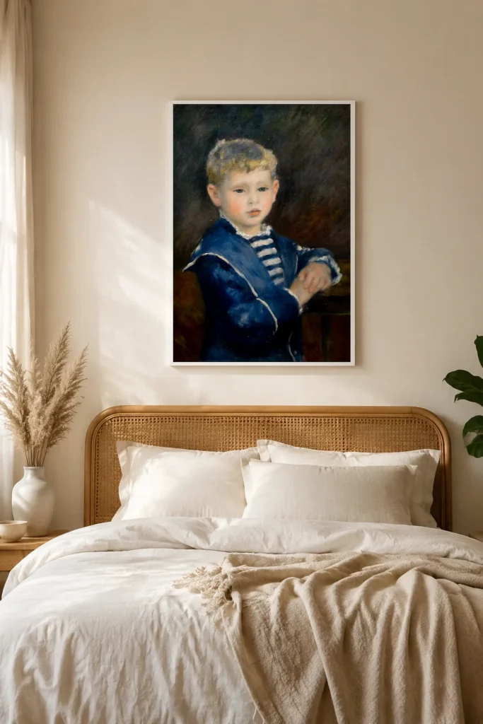Framed print of Portrait of Paul Haviland hanging on a wall in a furnished room