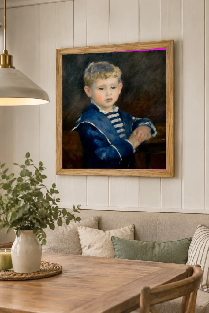 Framed print of Portrait of Paul Haviland hanging on a wall in a furnished room