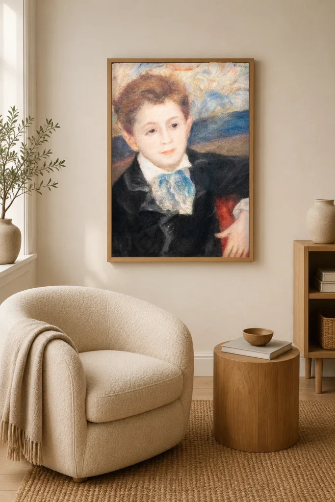 Framed print of Portrait of Paul Meunier, son of Murer hanging on a wall in a furnished room