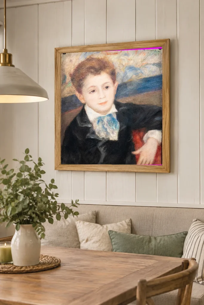 Framed print of Portrait of Paul Meunier, son of Murer hanging on a wall in a furnished room