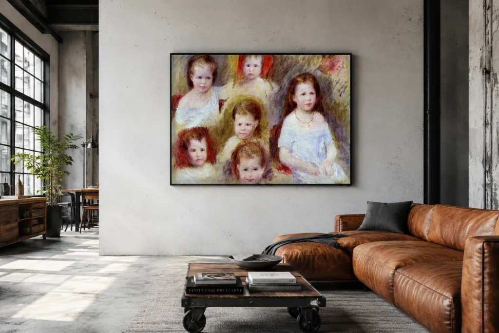 Framed print of Portraits of Marie-Sophie Chocquet hanging on a wall in a furnished room