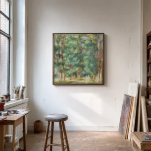 Framed print of Promenade Undergrowth hanging on a wall in a furnished room