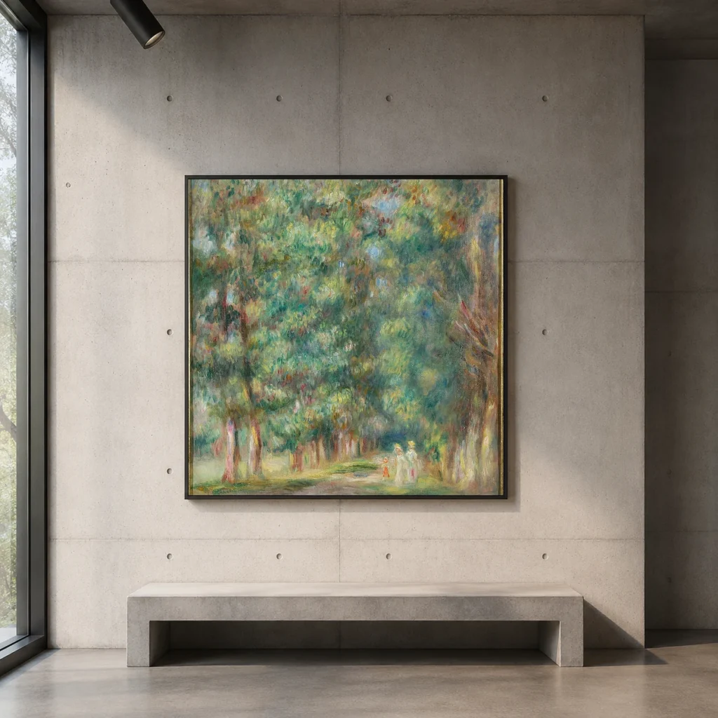 Framed print of Promenade Undergrowth hanging on a wall in a furnished room