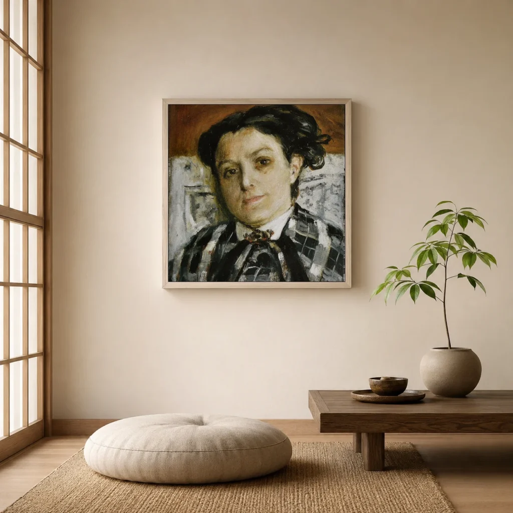 Framed print of Rapha Master hanging on a wall in a furnished room
