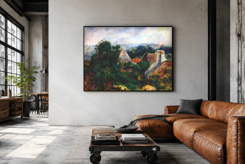 Framed print of Roche-Goyon hanging on a wall in a furnished room