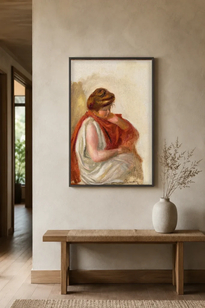 Framed print of Sketch for Oedipus hanging on a wall in a furnished room