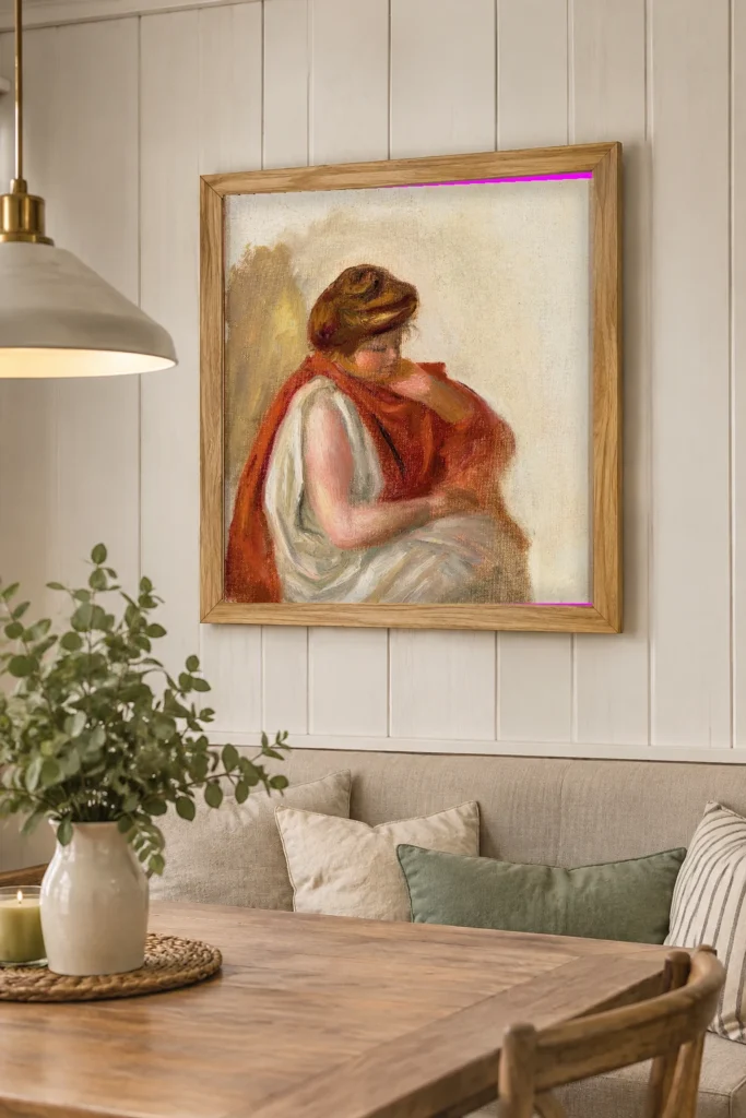 Framed print of Sketch for Oedipus hanging on a wall in a furnished room