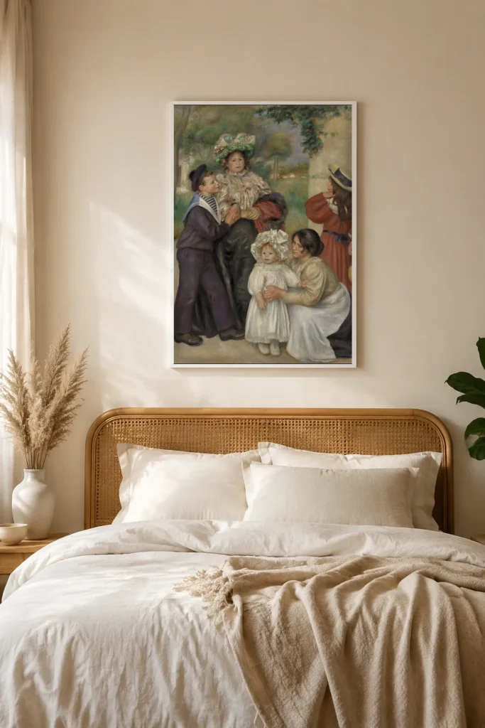 Framed print of The Artist’s Family (La Famille de l’artiste) hanging on a wall in a furnished room