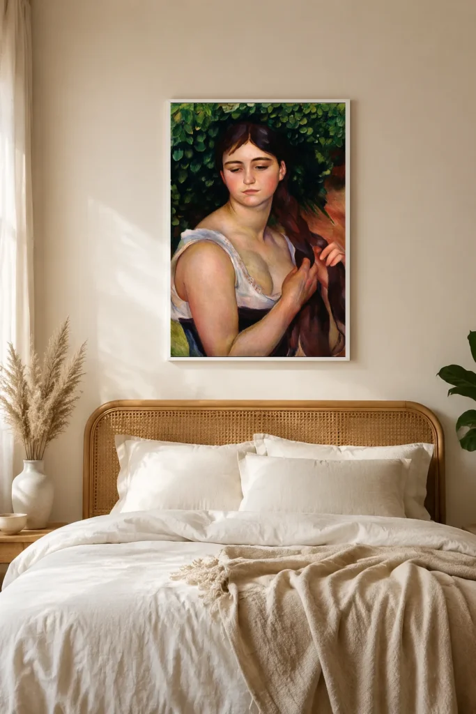 Framed print of The Braid hanging on a wall in a furnished room