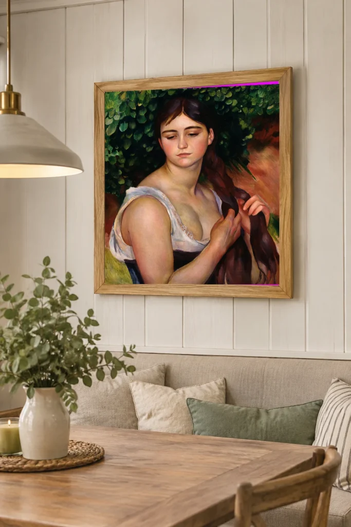 Framed print of The Braid hanging on a wall in a furnished room