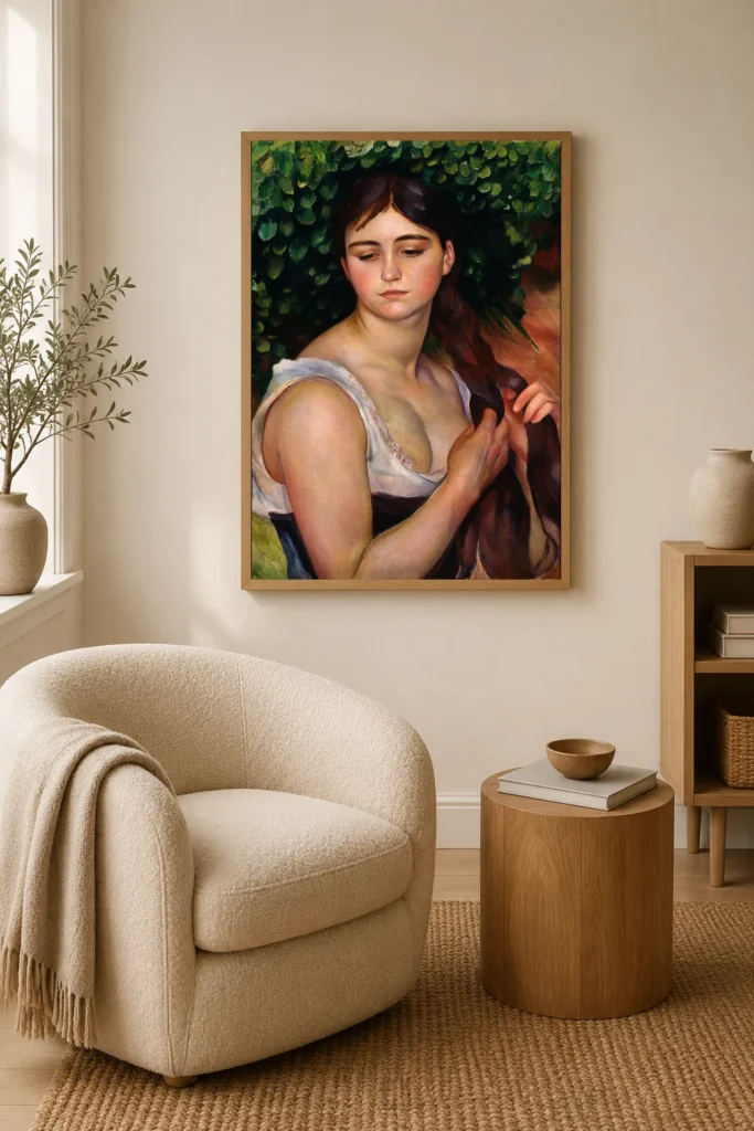 Framed print of The Braid hanging on a wall in a furnished room