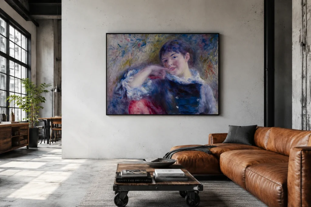 Framed print of The Dreamer hanging on a wall in a furnished room