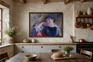 Framed print of The Dreamer hanging on a wall in a furnished room