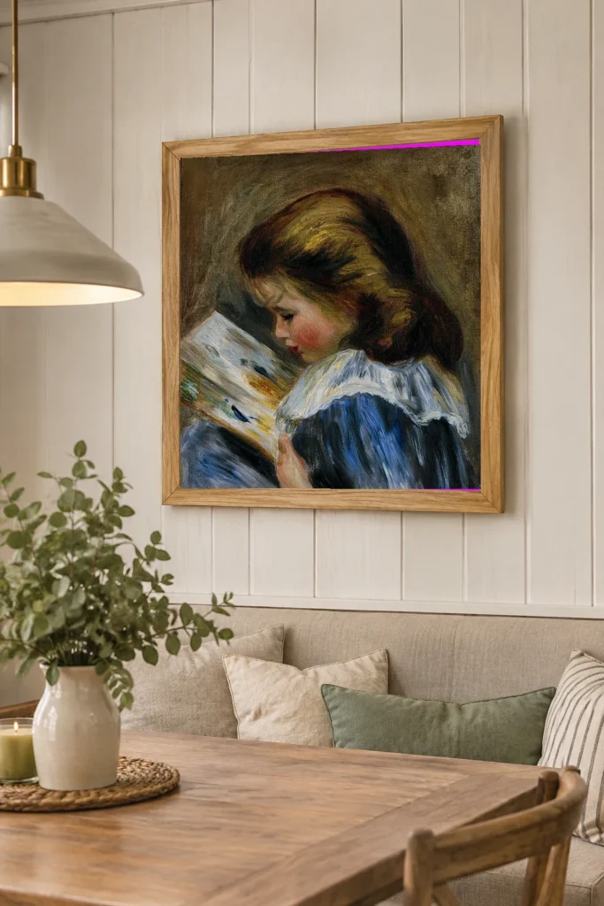 Framed print of The Picture Book hanging on a wall in a furnished room