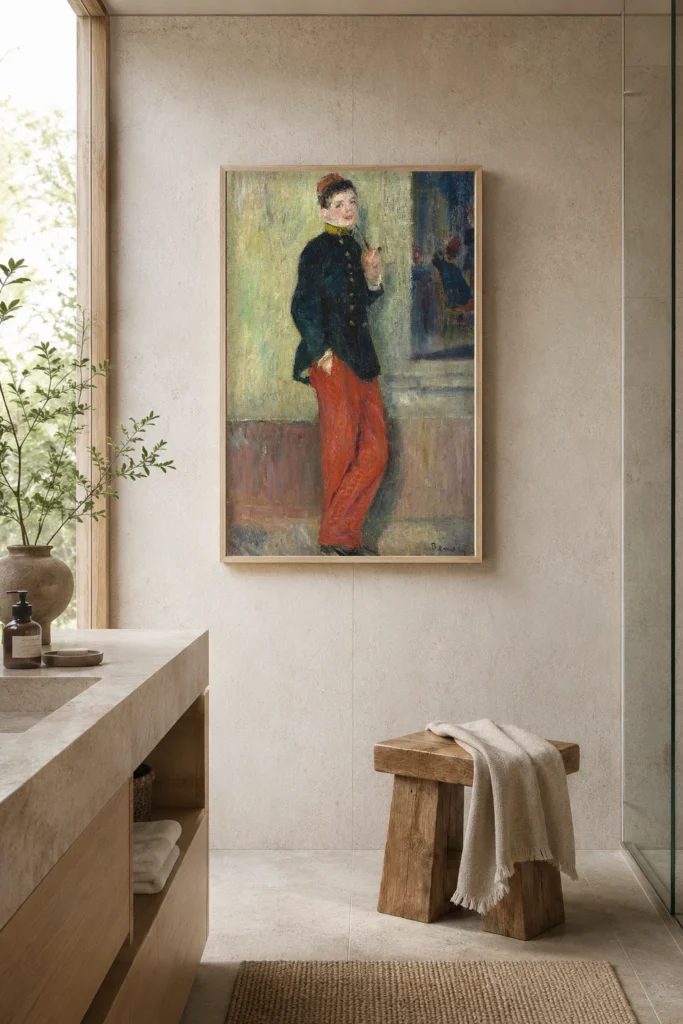 Framed print of The Young Soldier hanging on a wall in a furnished room
