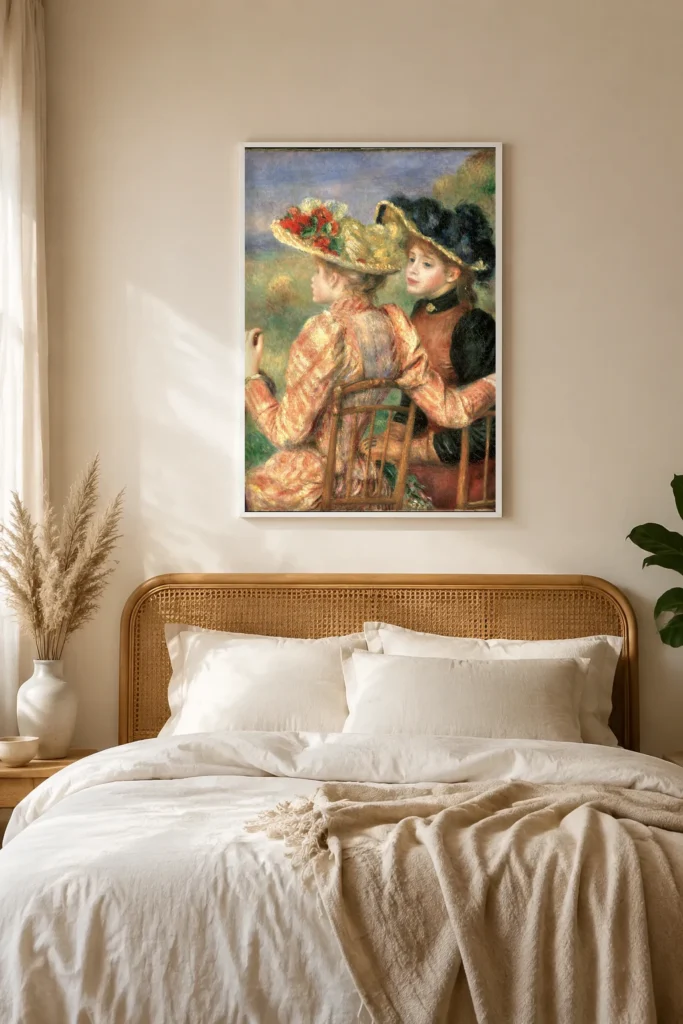 Framed print of Two Girls hanging on a wall in a furnished room
