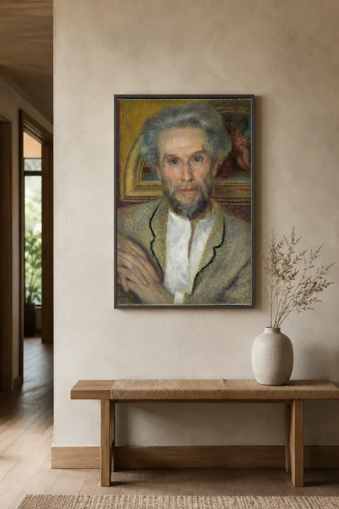 Framed print of Victor Chocquet (1821-1891) hanging on a wall in a furnished room