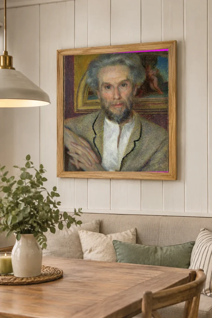 Framed print of Victor Chocquet (1821-1891) hanging on a wall in a furnished room
