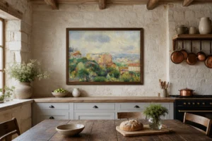 Framed print of View From Montmartre (Vue de Montmartre) hanging on a wall in a furnished room