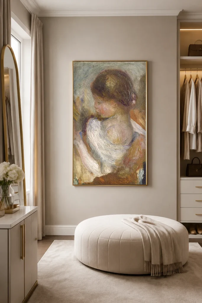 Framed print of Young Girl Reading hanging on a wall in a furnished room